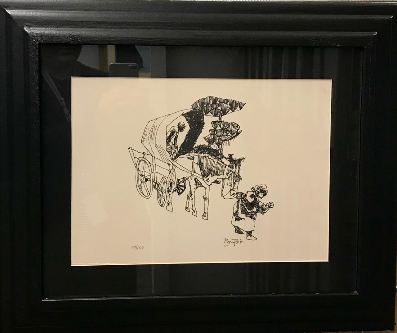Serigrafia Poty - Carrocinha - Cena Curitibana (com moldura) - Imagem 3