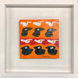 Rogério Dias - Sem título (passarinhos no fundo laranja)