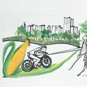 Paula Schimidlin - Sem título (Parque com bicicleta e milho)