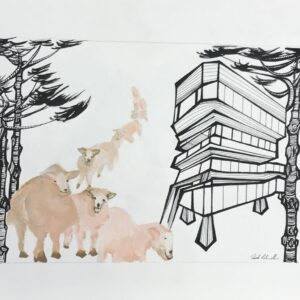 Paula Schimidlin - Sem título (prédio e ovelhas)