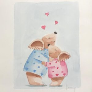 Nadia - Coalas se abraçando (fundo azul)