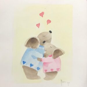 Nadia - Coalas se abraçando (fundo amarelo)